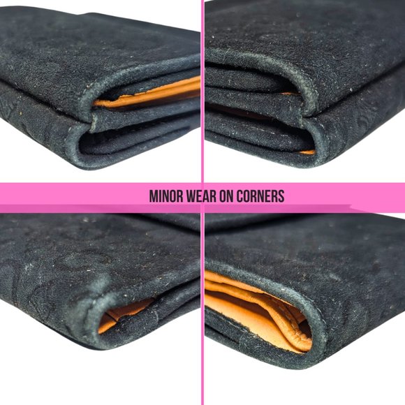 Beautiful Céline Vintage Monogram Black Suede Leather Bi-Fold Snap Wallet M/00/1 - Picture 5 of 14